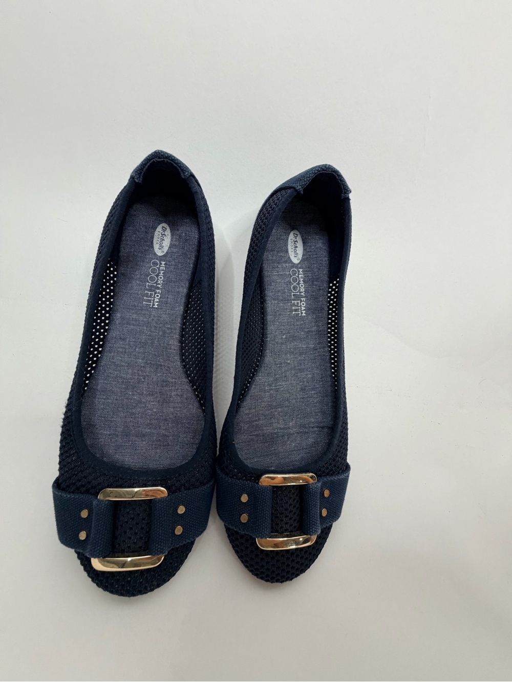 Dr. Scholl's Navy Bow Ballet Flats with Gold Accent